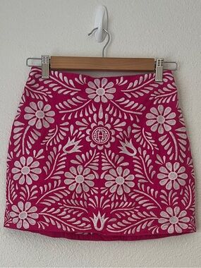 Herencia Baile Essentials Pink Embroidered Skirt S Elastic Back